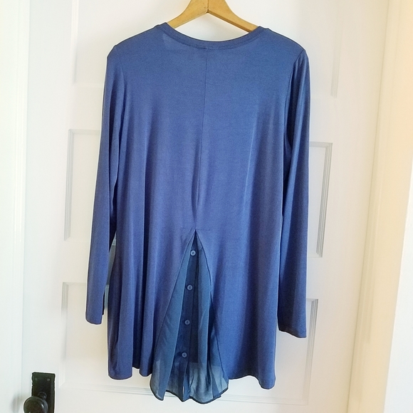 LOGO Lori Goldstein M Tunic w/ Pockets & Chiffon - Picture 3 of 6
